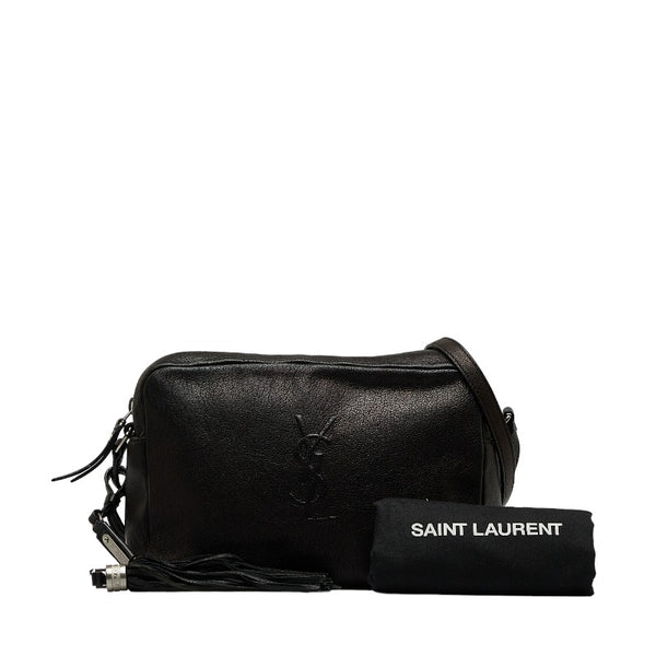 サンローラン モノグラム YSL 斜め掛け ショルダーバッグ ブラック レザー レディース SAINT LAURENT 【中古】