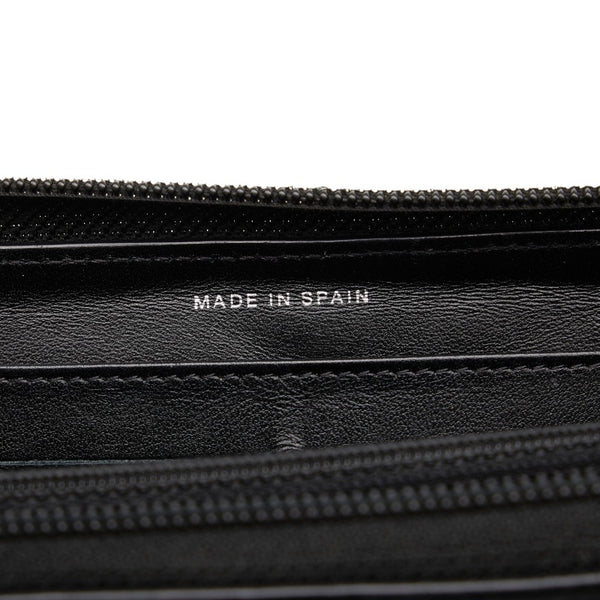 シャネル ココマーク ラウンドファスナー 長財布 ブラック キャビアスキン レディース CHANEL 【中古】