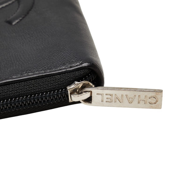 シャネル ココマーク ラウンドファスナー 長財布 ブラック キャビアスキン レディース CHANEL 【中古】