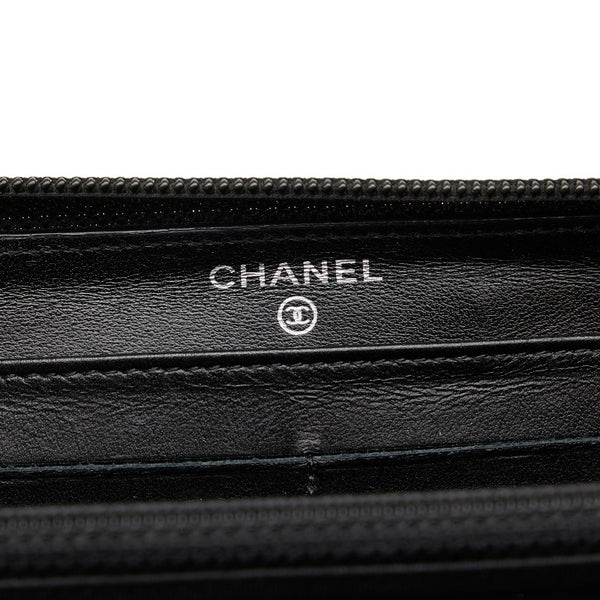 シャネル ココマーク ラウンドファスナー 長財布 ブラック キャビアスキン レディース CHANEL 【中古】
