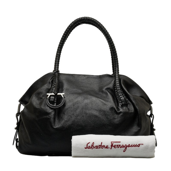 サルヴァトーレフェラガモ ガンチーニ トートバッグ ブラック レザー レディース Salvatore Ferragamo 【中古】