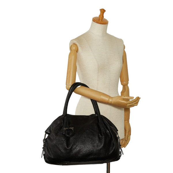 サルヴァトーレフェラガモ ガンチーニ トートバッグ ブラック レザー レディース Salvatore Ferragamo 【中古】