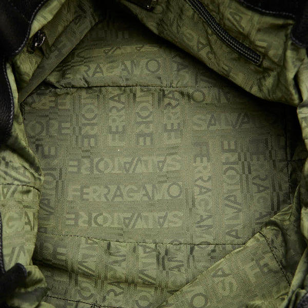 サルヴァトーレフェラガモ ガンチーニ トートバッグ ブラック レザー レディース Salvatore Ferragamo 【中古】