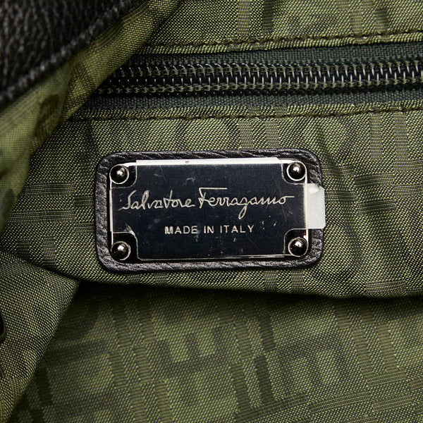 サルヴァトーレフェラガモ ガンチーニ トートバッグ ブラック レザー レディース Salvatore Ferragamo 【中古】