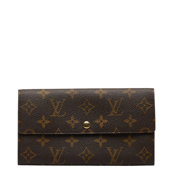 ルイ ヴィトン モノグラム ポシェット ポルト モネ クレディ 長財布 M61725 ブラウン PVC レザー レディース LOUIS VUITTON 【中古】