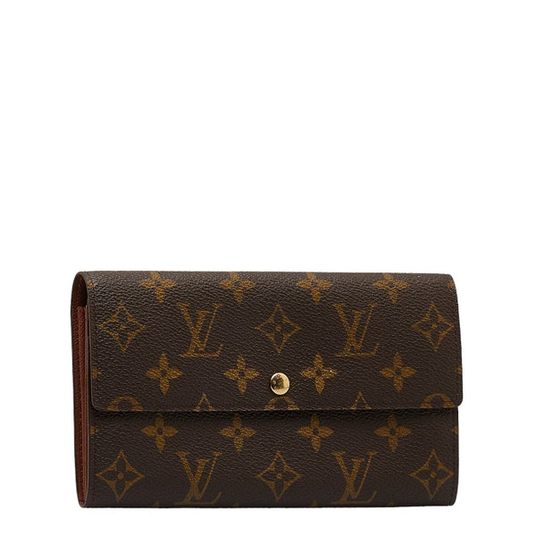 ルイ ヴィトン モノグラム ポシェット ポルト モネ クレディ 長財布 M61725 ブラウン PVC レザー レディース LOUIS VUITTON 【中古】