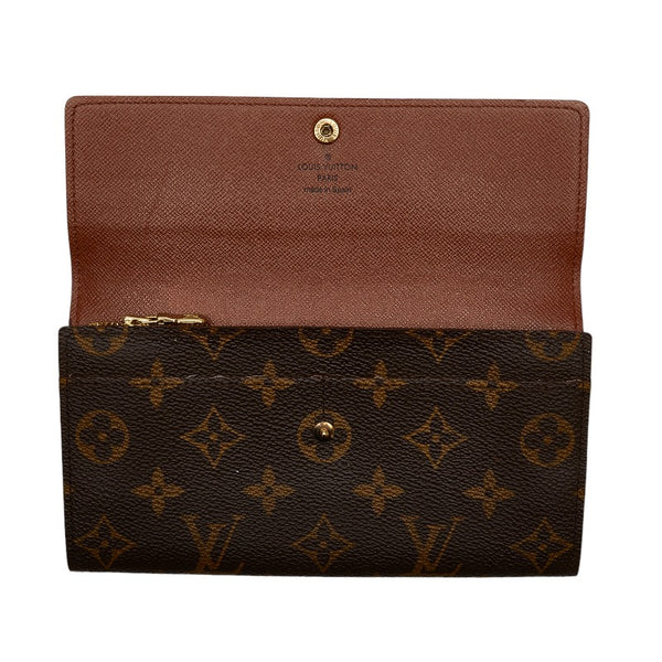 ルイ ヴィトン モノグラム ポシェット ポルト モネ クレディ 長財布 M61725 ブラウン PVC レザー レディース LOUIS VUITTON 【中古】