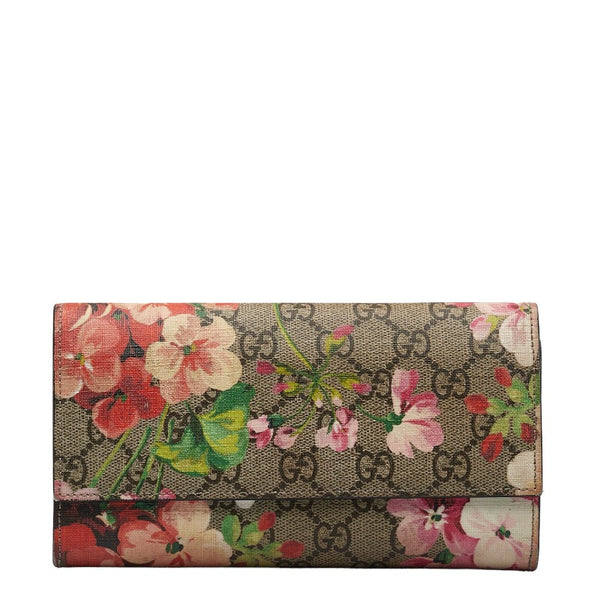 グッチ GGブルームス 長財布 コンチネンタルウォレット 404070 ベージュ マルチカラー PVC レザー レディース GUCCI 【中古】