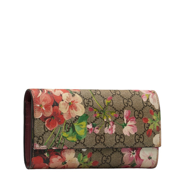 グッチ GGブルームス 長財布 コンチネンタルウォレット 404070 ベージュ マルチカラー PVC レザー レディース GUCCI 【中古】