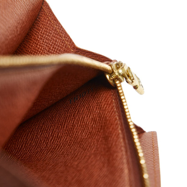 ルイ ヴィトン モノグラム ポシェット ポルト モネ クレディ 長財布 M61725 ブラウン PVC レザー レディース LOUIS VUITTON 【中古】