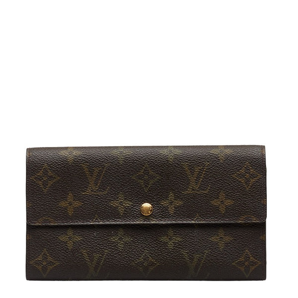 ルイ ヴィトン モノグラム ポシェット ポルト モネ クレディ 長財布 M61725 ブラウン PVC レザー レディース LOUIS VUITTON 【中古】