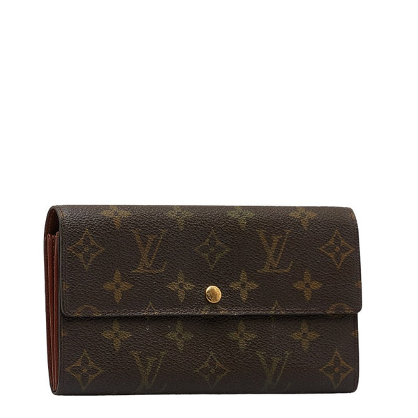 ルイ ヴィトン モノグラム ポシェット ポルト モネ クレディ 長財布 M61725 ブラウン PVC レザー レディース LOUIS VUITTON 【中古】