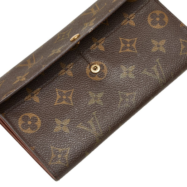 ルイ ヴィトン モノグラム ポシェット ポルト モネ クレディ 長財布 M61725 ブラウン PVC レザー レディース LOUIS VUITTON 【中古】