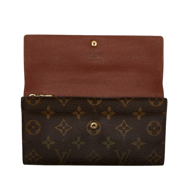 ルイ ヴィトン モノグラム ポシェット ポルト モネ クレディ 長財布 M61725 ブラウン PVC レザー レディース LOUIS VUITTON 【中古】