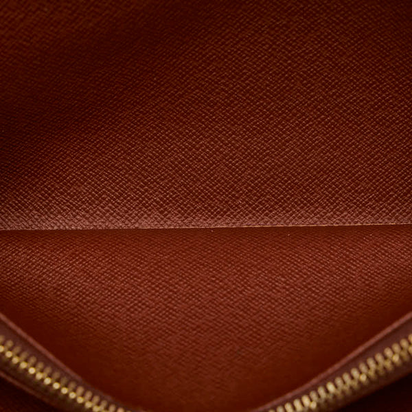 ルイ ヴィトン モノグラム ポシェット ポルト モネ クレディ 長財布 M61725 ブラウン PVC レザー レディース LOUIS VUITTON 【中古】