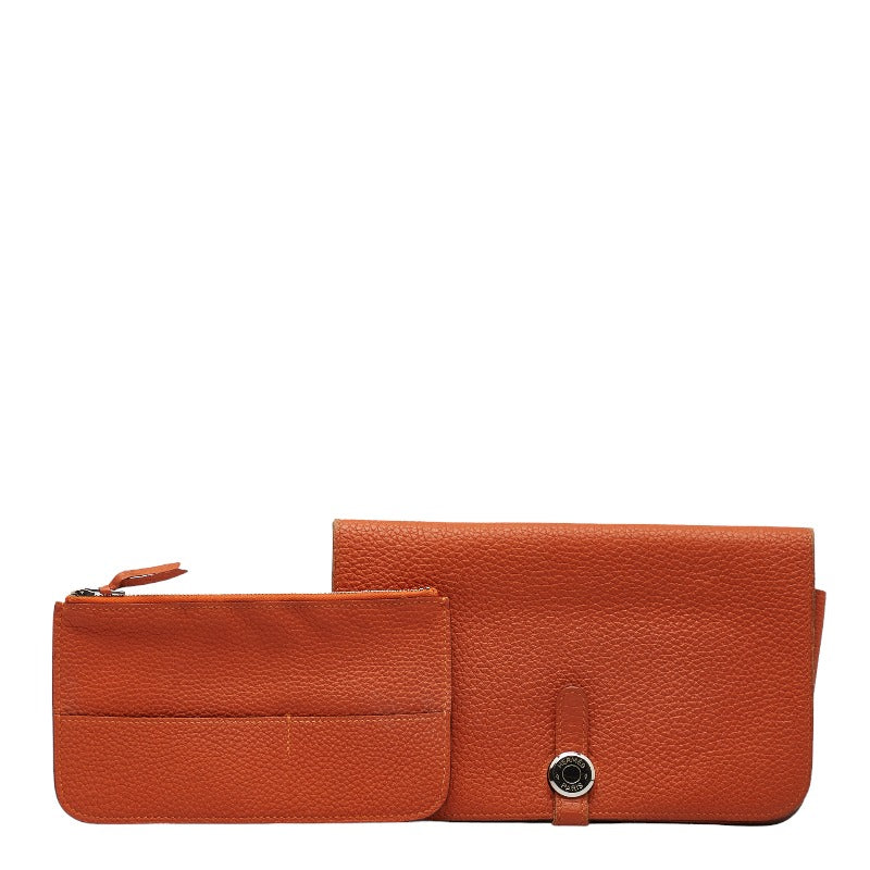 エルメス ドゴンGM 長財布 オレンジ トゴ レディース HERMES 【中古】