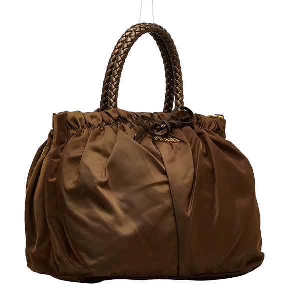 プラダ ハンドバッグ ショルダーバッグ 2WAY ブラウン ナイロン レザー レディース PRADA 【中古】