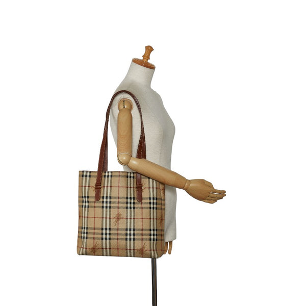 バーバリー ノバチェック シャドーホース ハンドバッグ トートバッグ ベージュ PVC レザー レディース BURBERRY 【中古】