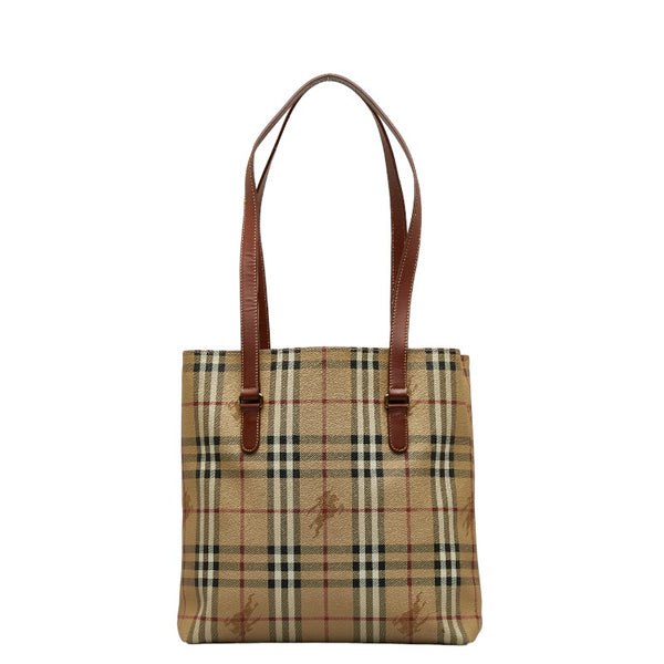 バーバリー ノバチェック シャドーホース ハンドバッグ トートバッグ ベージュ PVC レザー レディース BURBERRY 【中古】