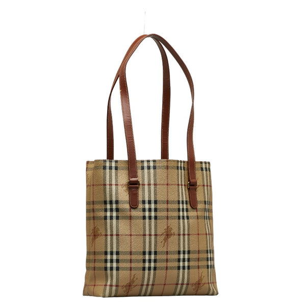 バーバリー ノバチェック シャドーホース ハンドバッグ トートバッグ ベージュ PVC レザー レディース BURBERRY 【中古】