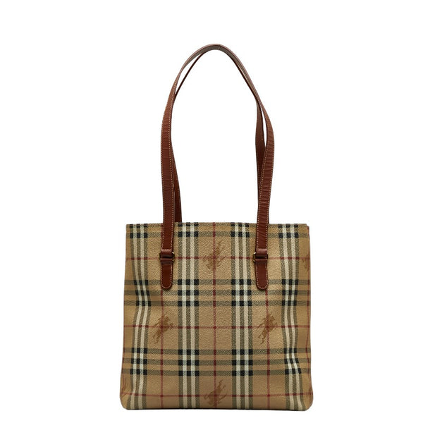 バーバリー ノバチェック シャドーホース ハンドバッグ トートバッグ ベージュ PVC レザー レディース BURBERRY 【中古】