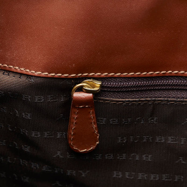 バーバリー ノバチェック シャドーホース ハンドバッグ トートバッグ ベージュ PVC レザー レディース BURBERRY 【中古】