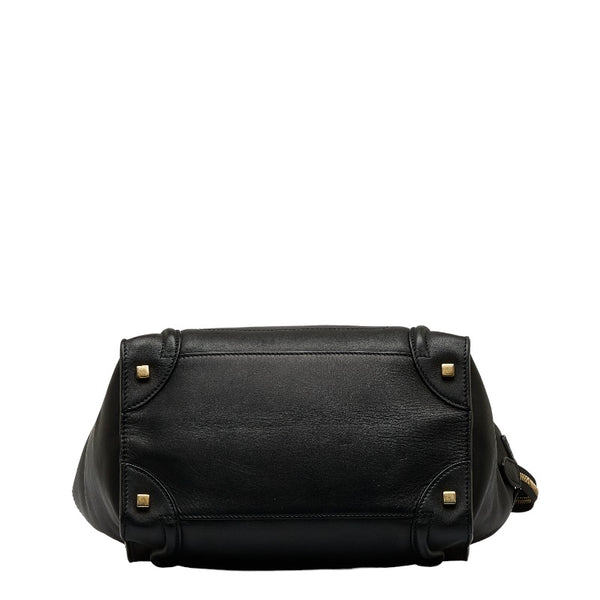セリーヌ ラゲージ ミディアム ショッパー ハンドバッグ ブラック カーフ レザー レディース CELINE 【中古】