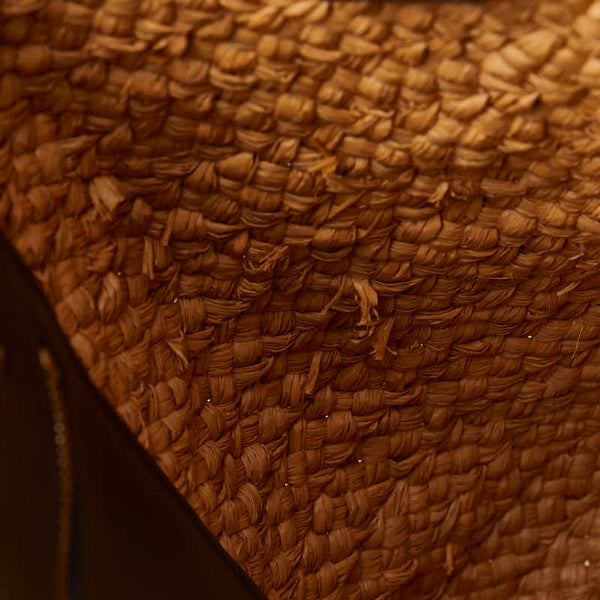 サンローラン パニエ スモール トートバッグ かごバッグ 579518 ブラウン ラフィア レザー レディース SAINT LAURENT 【中古】