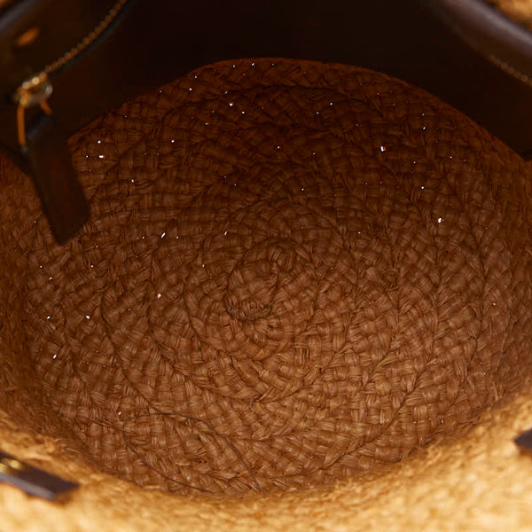 サンローラン パニエ スモール トートバッグ かごバッグ 579518 ブラウン ラフィア レザー レディース SAINT LAURENT 【中古】