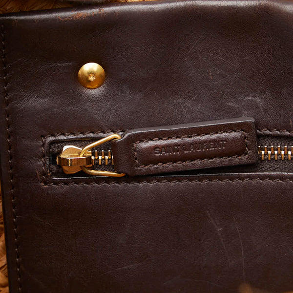 サンローラン パニエ スモール トートバッグ かごバッグ 579518 ブラウン ラフィア レザー レディース SAINT LAURENT 【中古】