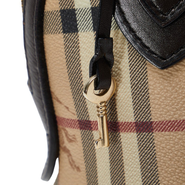 バーバリー ノバチェック シャドーホース ハンドバッグ ベージュ PVC レザー レディース BURBERRY 【中古】