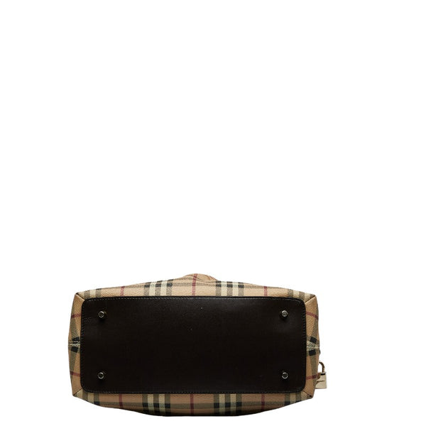 バーバリー ノバチェック シャドーホース ハンドバッグ ベージュ PVC レザー レディース BURBERRY 【中古】