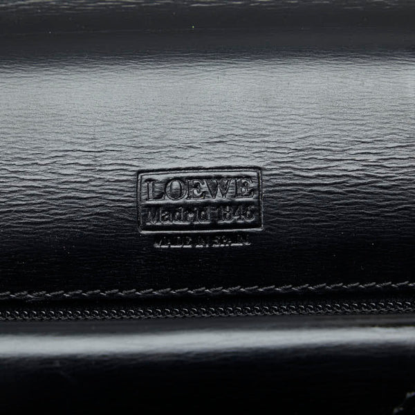 ロエベ アナグラム ゴールド金具 ハンドバッグ ビジネスバッグ ブリーフケース ブラック レザー メンズ LOEWE 【中古】