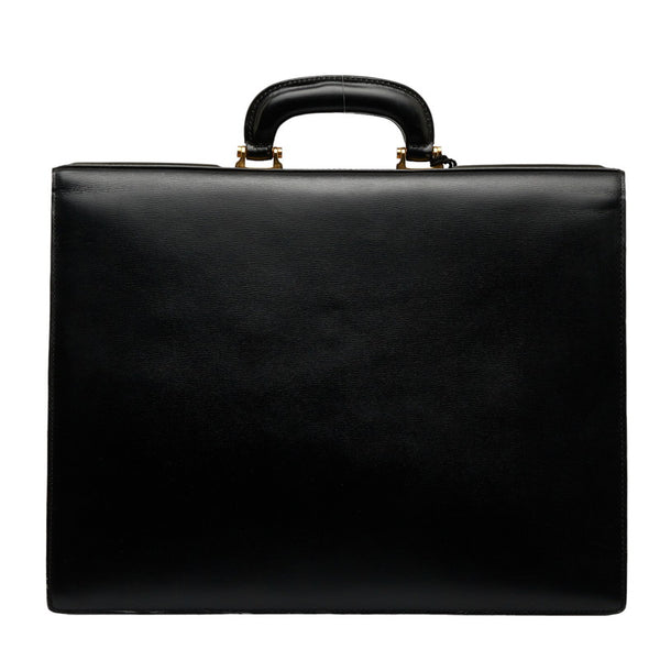 ロエベ アナグラム ゴールド金具 ハンドバッグ ビジネスバッグ ブリーフケース ブラック レザー メンズ LOEWE 【中古】