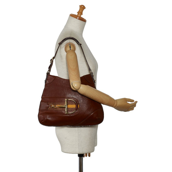 グッチ ハスラービット ワンショルダーバッグ 137388 ブラウン レザー レディース GUCCI 【中古】