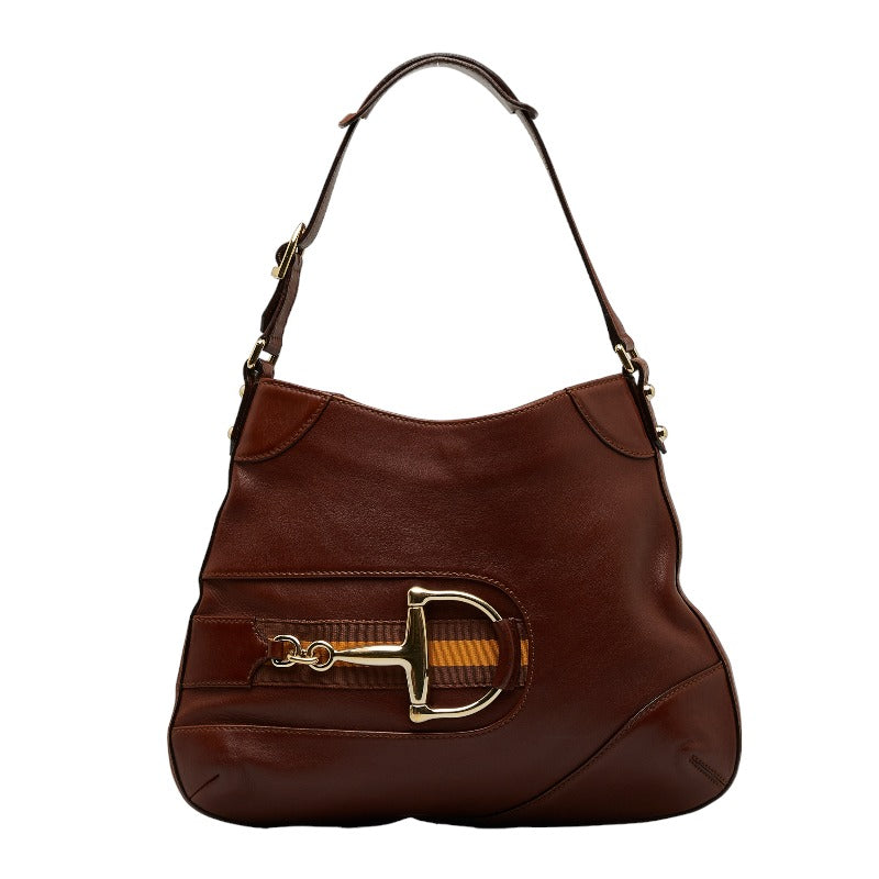 グッチ ハスラービット ワンショルダーバッグ 137388 ブラウン レザー レディース GUCCI 【中古】