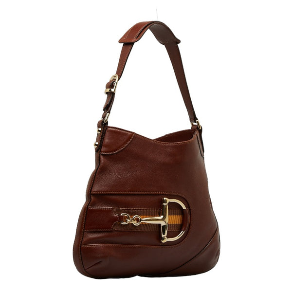 グッチ ハスラービット ワンショルダーバッグ 137388 ブラウン レザー レディース GUCCI 【中古】