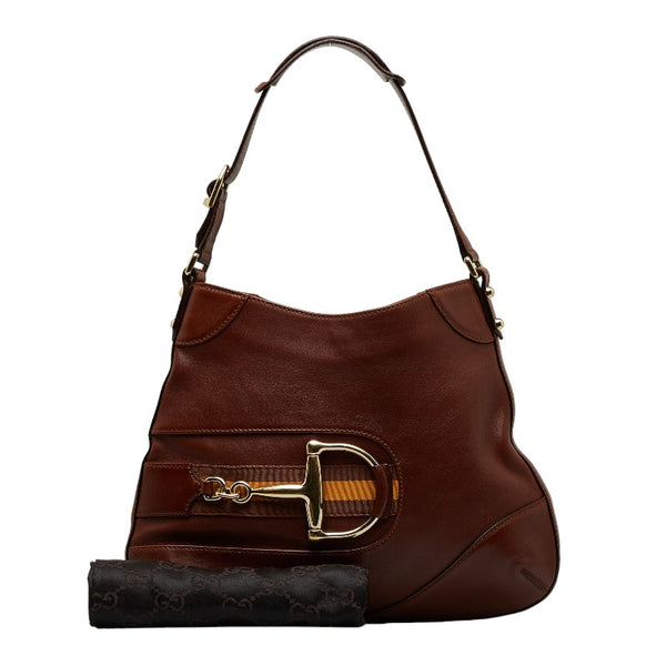 グッチ ハスラービット ワンショルダーバッグ 137388 ブラウン レザー レディース GUCCI 【中古】