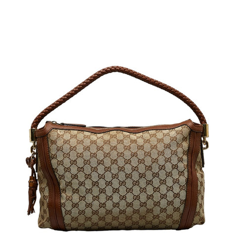 グッチ GGキャンバス ベラ バンブーリボンタッセル ワンショルダーバッグ 269949 ベージュ ブラウン キャンバス レザー レディース GUCCI 【中古】