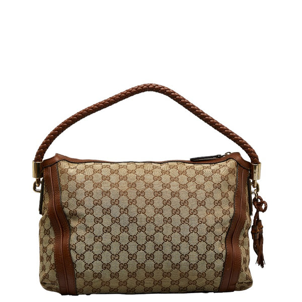 グッチ GGキャンバス ベラ バンブーリボンタッセル ワンショルダーバッグ 269949 ベージュ ブラウン キャンバス レザー レディース GUCCI 【中古】