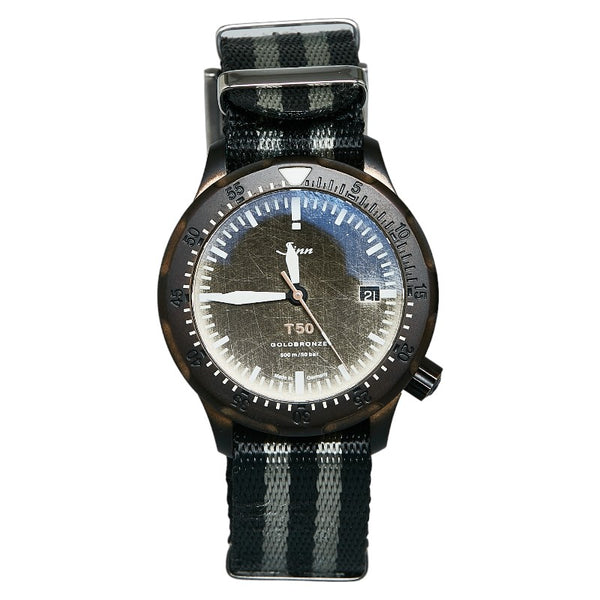 ジン T50 GOLD BRONZE 腕時計 自動巻き ゴールドブロンズ文字盤 チタン ナイロン メンズ Sinn 【中古】