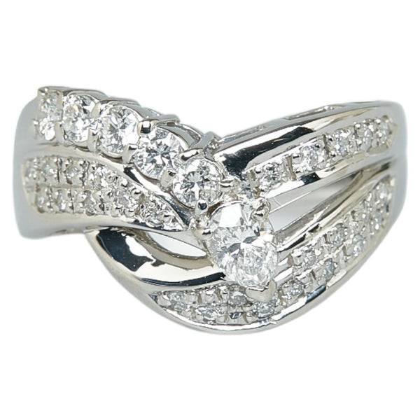 Pt900 プラチナ ダイヤ0.31 ダイヤ0.60ct リング 指輪 レディース 18号 【中古】