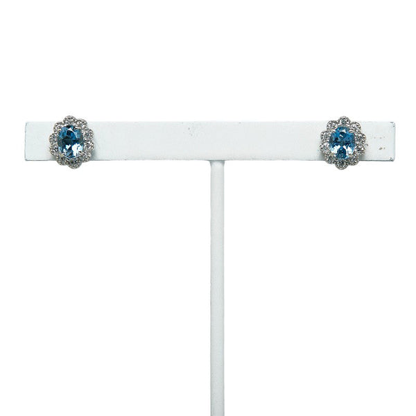 Pt900 プラチナ アクアマリン0.64ct ダイヤ0.20ct ピアス レディース 【中古】