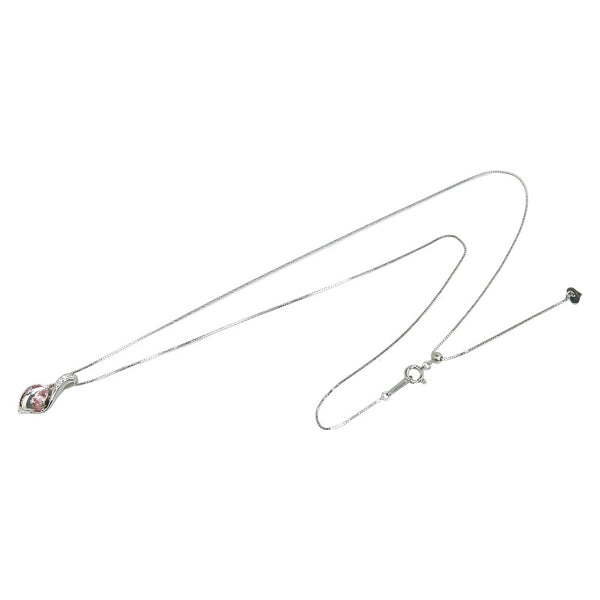 Pt900 プラチナ Pt850 プラチナ パパラチアサファイア0.268ct ダイヤ0.03ct ペンダントネックレス レディース 【中古】