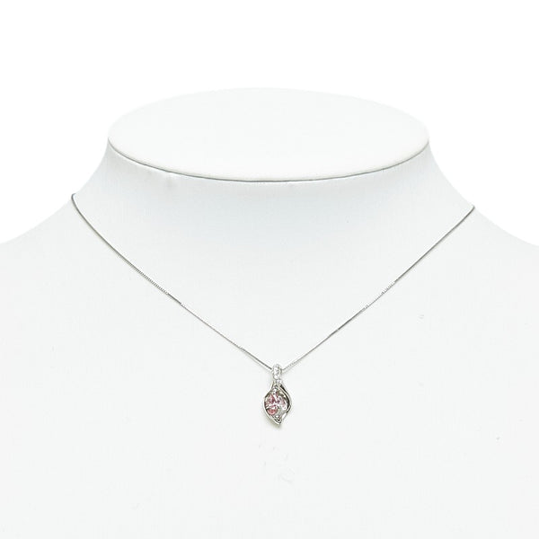 Pt900 プラチナ Pt850 プラチナ パパラチアサファイア0.268ct ダイヤ0.03ct ペンダントネックレス レディース 【中古】