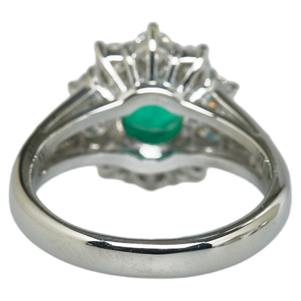 Pt900 プラチナ エメラルド0.96ct ダイヤ0.97ct リング 指輪 レディース 10号 【中古】