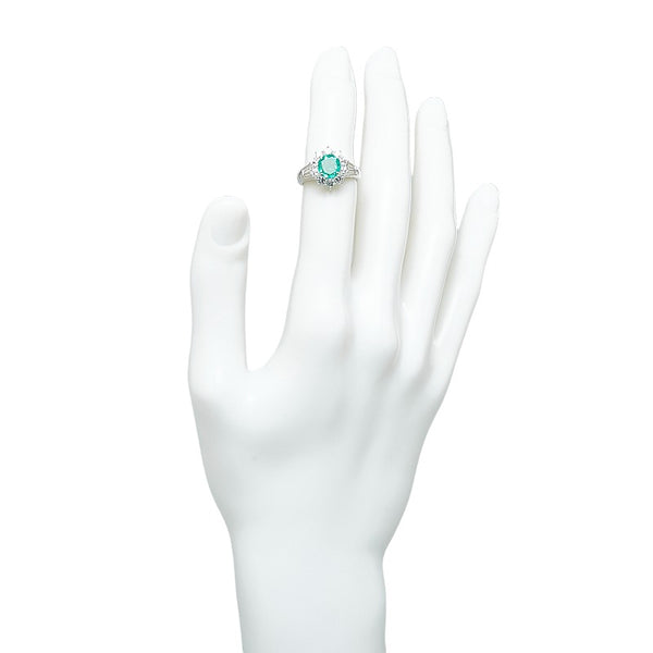 Pt900 プラチナ エメラルド0.96ct ダイヤ0.97ct リング 指輪 レディース 10号 【中古】