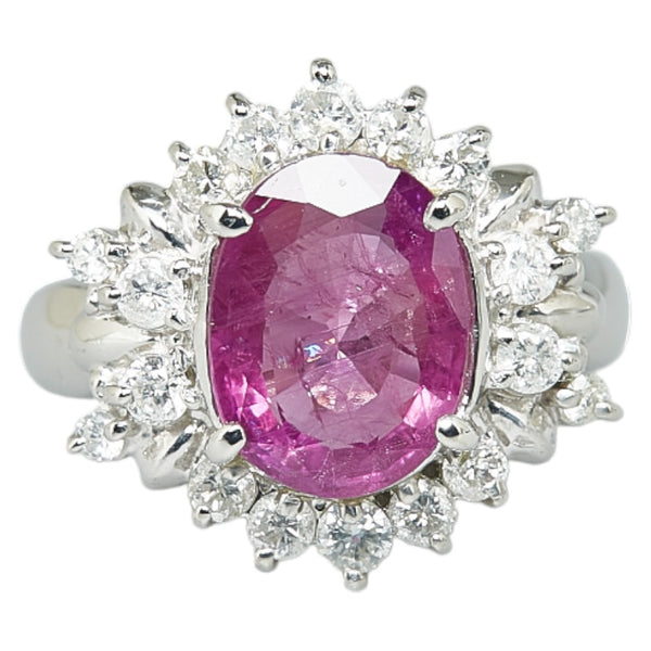 Pt900 プラチナ ピンクサファイア2.74ct ダイヤ0.63ct リング 指輪 レディース 8号 【中古】