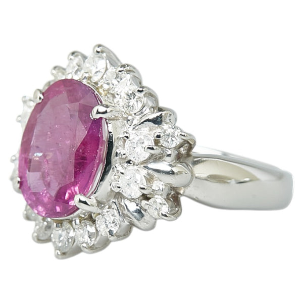 Pt900 プラチナ ピンクサファイア2.74ct ダイヤ0.63ct リング 指輪 レディース 8号 【中古】