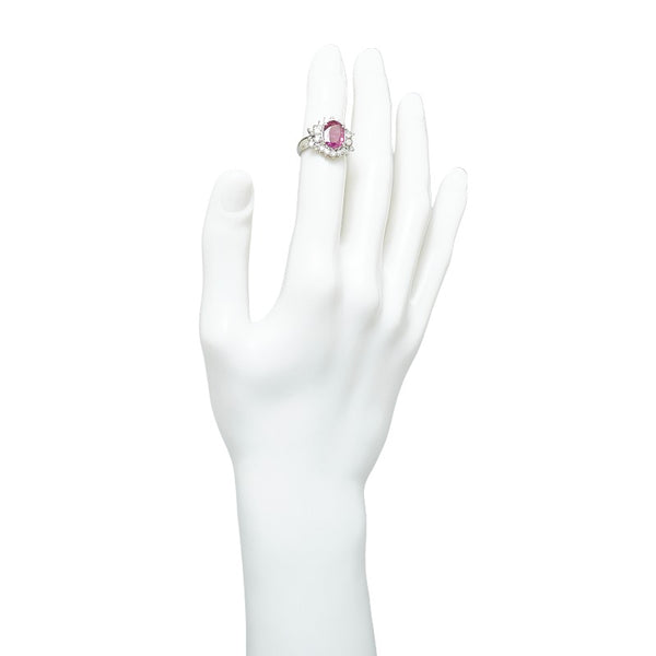 Pt900 プラチナ ピンクサファイア2.74ct ダイヤ0.63ct リング 指輪 レディース 8号 【中古】